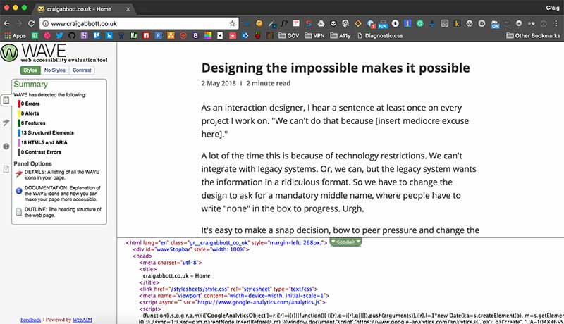 Wave - automated accessibility checker