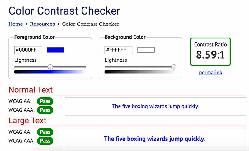 WebAim Colour Contrast Checker