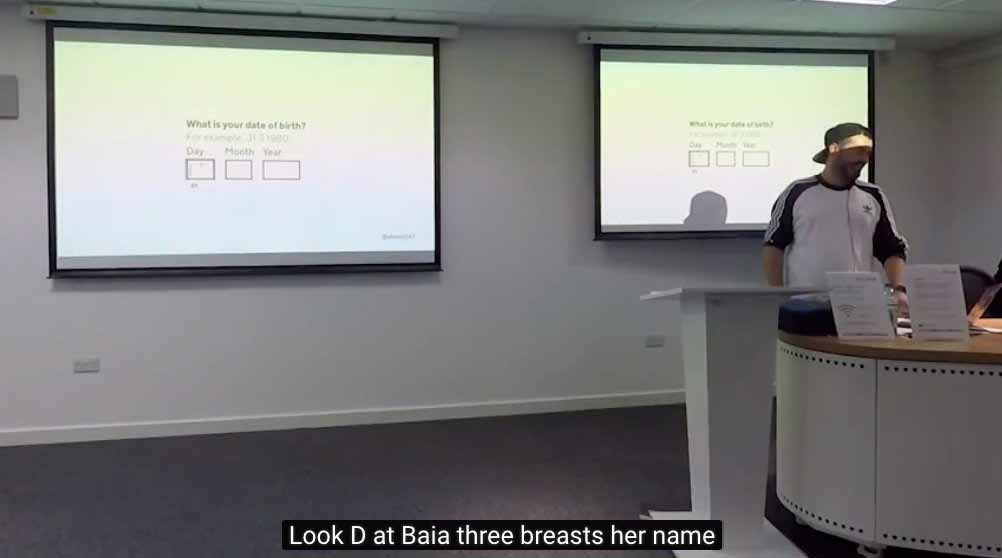 A YouTube video of Craig Abbott talking at Sunderland Digital. The subtitle reads: Look D at Baia three breasts her name